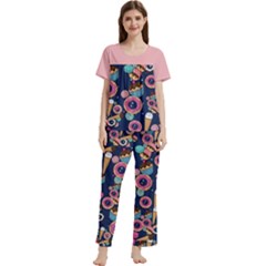 Donut Dessert Women s Short Sleeve Long Pants Cozy Lounge Set by Givinglala