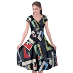 Abstract Case Cap Sleeve Wrap Front Dress by kyorashop23