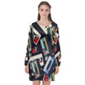 Abstract Case Long Sleeve Chiffon Shift Dress  View1