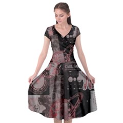 Aesthetic , Aesthetic, Dark Cap Sleeve Wrap Front Dress by kyorashop23