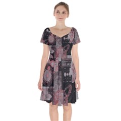 Aesthetic , Aesthetic, Dark Short Sleeve Bardot Dress by kyorashop23