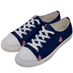 Corazones, Blue, Pattern Women s Low Top Canvas Sneakers by kyorashop23