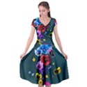 Falling Flowers, Art, Coffee Cup Cap Sleeve Wrap Front Dress View1