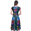 Falling Flowers, Art, Coffee Cup Cap Sleeve Wrap Front Dress View2