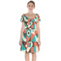 Retro Colorful Background, Retro Abstraction Short Sleeve Bardot Dress View1