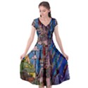 Castle Building Stained Glass Cap Sleeve Wrap Front Dress View1