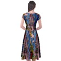 Castle Building Stained Glass Cap Sleeve Wrap Front Dress View2