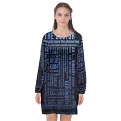 Doctor Who Tardis Long Sleeve Chiffon Shift Dress  by Cemarart