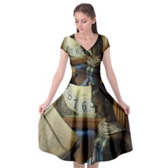 Erte Figurine And A Clock Cap Sleeve Wrap Front Dress by bestdesignintheworld