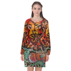 Image Long Sleeve Chiffon Shift Dress  by bestdesignintheworld
