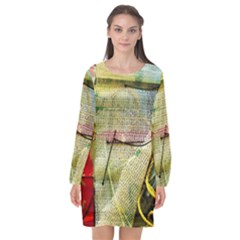 Fabrics Long Sleeve Chiffon Shift Dress  by bestdesignintheworld