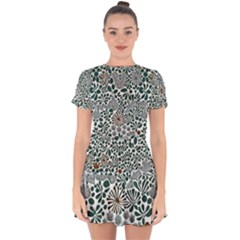 Retro Scandinavian Nordic Flowers Pattern 5 Drop Hem Mini Chiffon Dress by violetheavensky