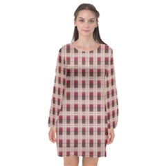 Retro 60s 50s Plaid Pattern 2 Long Sleeve Chiffon Shift Dress  by violetheavensky