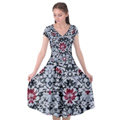 Gothic Leaf Pattern 6 Cap Sleeve Wrap Front Dress by violetheavensky
