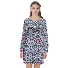 Gothic Leaf Pattern 6 Long Sleeve Chiffon Shift Dress  by violetheavensky