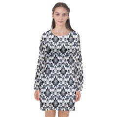 Gothic Leaf Pattern Long Sleeve Chiffon Shift Dress  by violetheavensky