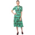 Mid Century Retro Floral 1970s 1960s Pattern 102 Keyhole Neckline Chiffon Dress View1