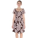 Mid Century Retro Floral 1970s 1960s Pattern 106 Short Sleeve Bardot Dress View1