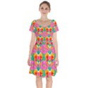 Retro 40s 50s Mexico Flowers Pattern Short Sleeve Bardot Dress View1