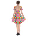 Retro 40s 50s Mexico Flowers Pattern Short Sleeve Bardot Dress View2