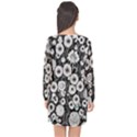 Mid Century Retro Floral 1970s 1960s Pattern 87 Mid Century Retro Floral 1970s 1960s Pattern 86 Long Sleeve Chiffon Shift Dress  View2