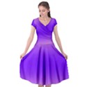 Cotton Candy Pink To Indigo Violet Bilinear Gradient Cap Sleeve Wrap Front Dress View1