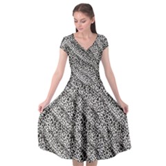 Silver Leopard Cap Sleeve Wrap Front Dress by DinkovaArt