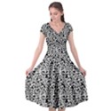 Black White Giraffe Pattern Cap Sleeve Wrap Front Dress View1