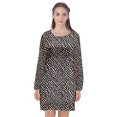 Brown Snake Pattern Long Sleeve Chiffon Shift Dress  by DinkovaArt