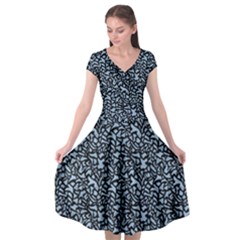 Blue Giraffe Pattern Cap Sleeve Wrap Front Dress by DinkovaArt
