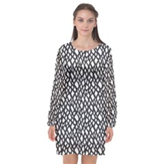 Black White Snake Pattern Long Sleeve Chiffon Shift Dress  by DinkovaArt
