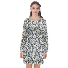 Roses Long Sleeve Chiffon Shift Dress  by DinkovaArt