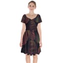 Leaves Plant Contrast Carved Nature Short Sleeve Bardot Dress View1