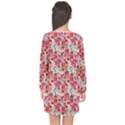 Red Flowers Long Sleeve Chiffon Shift Dress  View2