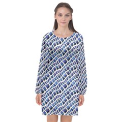 Blue Snake Long Sleeve Chiffon Shift Dress  by DinkovaArt