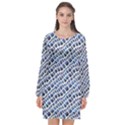 Blue Snake Long Sleeve Chiffon Shift Dress  View1
