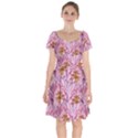Peonies Nature Bloom Blossom Pink Short Sleeve Bardot Dress View1