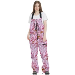 Peonies Nature Bloom Blossom Pink Women s Front Zip Ski And Snowboard Bib Pants by Tsamara