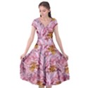 Peonies Nature Bloom Blossom Pink Cap Sleeve Wrap Front Dress View1