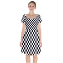 Pattern Checkered Squares Black White Pattern Short Sleeve Bardot Dress View1