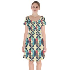 Circles Round Pattern Sphere Ball Short Sleeve Bardot Dress by Sabxi