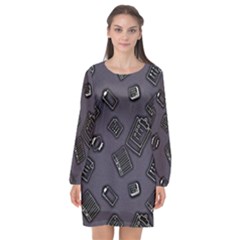Background Wallpaper Pattern Notes Long Sleeve Chiffon Shift Dress  by Sabxi