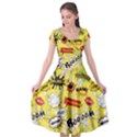 Cartoon Comics Pattern Cap Sleeve Wrap Front Dress View1