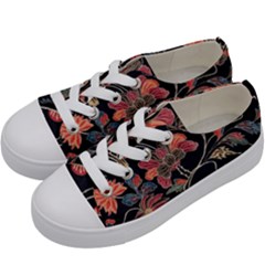 Red Flowers 2 Kids  Low Top Canvas Sneakers by DinkovaArt