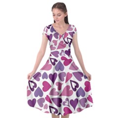 Heart Pattern Repetition Background Cap Sleeve Wrap Front Dress by Tsamara