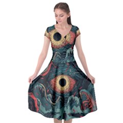 Monsters Nightmare Cap Sleeve Wrap Front Dress by Tsamara