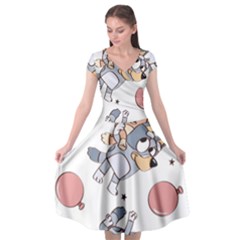 Bluey, Bluey Merch, Bluey Pattern, Bluey Bluey, Bingo, Bluey Design, Bluey Dog Cap Sleeve Wrap Front Dress by avitendut