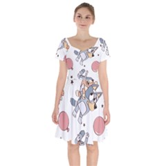 Bluey, Bluey Merch, Bluey Pattern, Bluey Bluey, Bingo, Bluey Design, Bluey Dog Short Sleeve Bardot Dress by avitendut