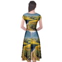 Sunflowers Flowers Nature Cap Sleeve Wrap Front Dress View2
