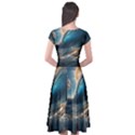 Ocean Sea Waves Cap Sleeve Wrap Front Dress View2